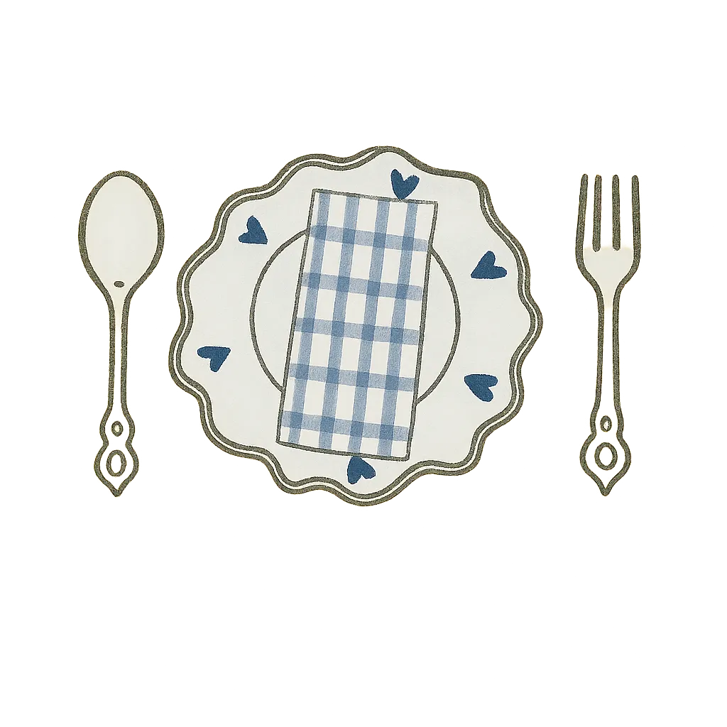 Ilustración de un plato y cubiertos
